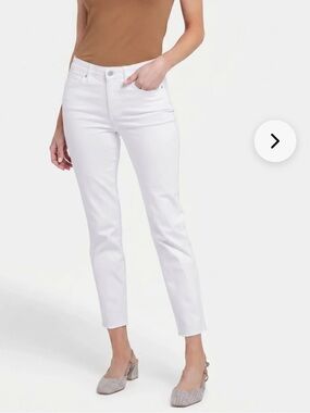 NWT NYDJ Sz 2 Petite Women’s White Sheri Slim Frayed Hem Ankle Jeans Ret $109!